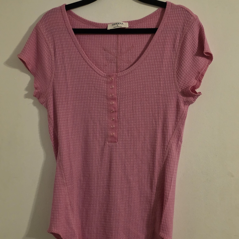 Pink Button-Front Women's Top